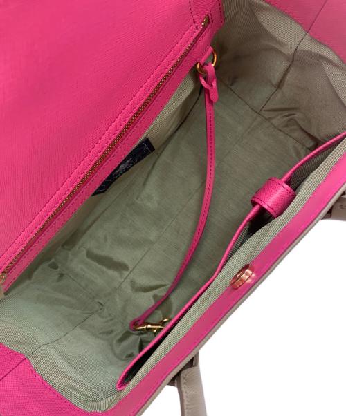 A.D.M.J.（エーディーエムジェイ）A.D.M.J. (エーディーエムジェイ) ビジューハンドバッグ ベージュ×ピンクの古着・服飾アイテム