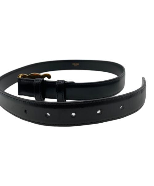 CELINE（セリーヌ）CELINE (セリーヌ) ミディアムトリオンフベルト ブラック×ゴールドの古着・服飾アイテム