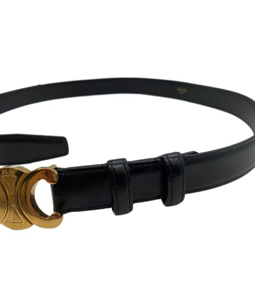 CELINE（セリーヌ）CELINE (セリーヌ) ミディアムトリオンフベルト ブラック×ゴールドの古着・服飾アイテム