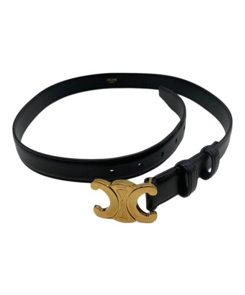 CELINE（セリーヌ）CELINE (セリーヌ) ミディアムトリオンフベルト ブラック×ゴールドの古着・服飾アイテム