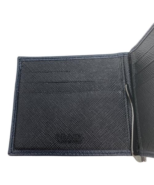 PRADA（プラダ）PRADA (プラダ) マネークリップ式2つ折り財布 ネイビーの古着・服飾アイテム