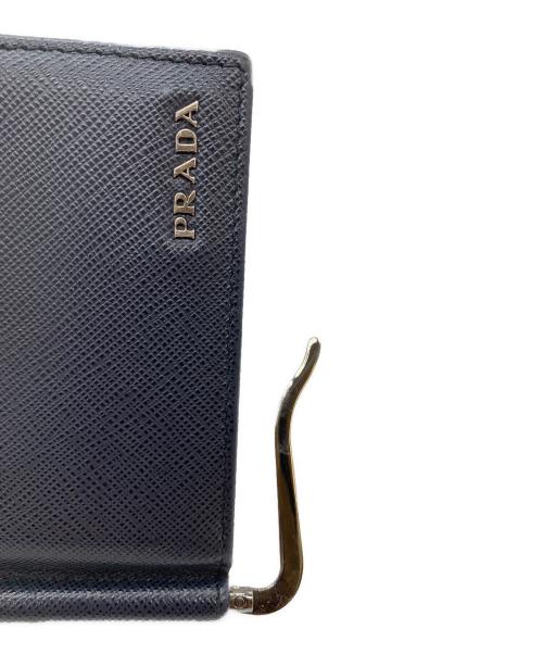 PRADA（プラダ）PRADA (プラダ) マネークリップ式2つ折り財布 ネイビーの古着・服飾アイテム