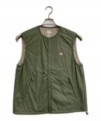 DANTONダントン）の古着「ノーカラーインサレーションベスト」｜グリーン