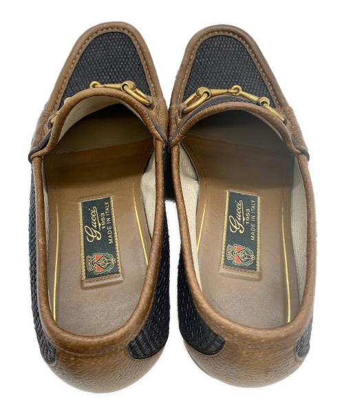 GUCCI（グッチ）GUCCI (グッチ) ビットローファー ブラック×ブラウン サイズ:5 1/2の古着・服飾アイテム