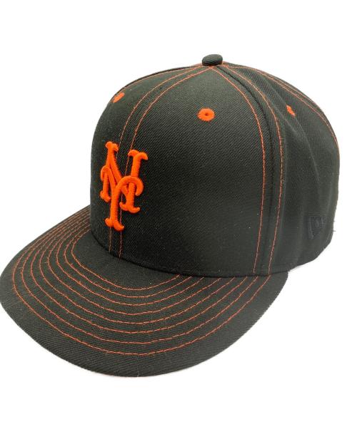 New Era（ニューエラ）New Era (ニューエラ) 59FIFTY 40th anniversary(2002) ニューヨークメッツ ブラック×オレンジ サイズ:SIZE 7 5/8の古着・服飾アイテム