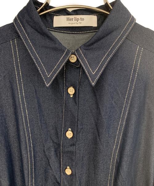 HER LIP TO（ハーリップトゥ）HER LIP TO (ハーリップトゥ) 長袖ワンピース ネイビー サイズ:Sの古着・服飾アイテム