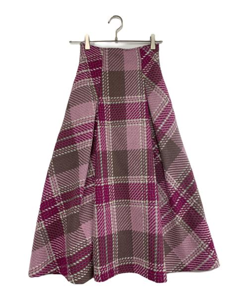 Snidel（スナイデル）Snidel (スナイデル) ロービングチェックフレアスカート ピンクの古着・服飾アイテム