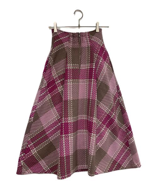 Snidel（スナイデル）Snidel (スナイデル) ロービングチェックフレアスカート ピンクの古着・服飾アイテム
