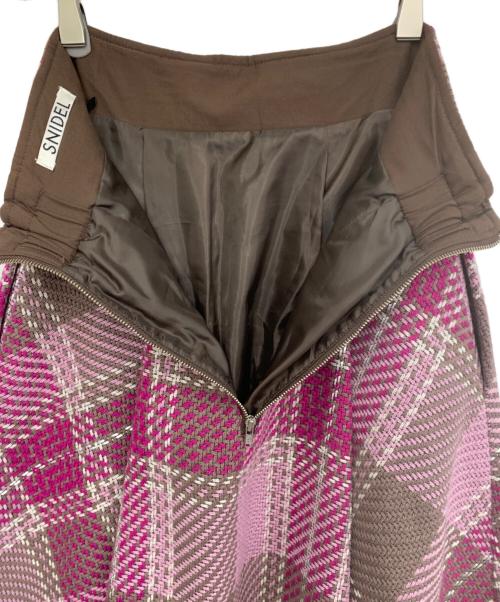 Snidel（スナイデル）Snidel (スナイデル) ロービングチェックフレアスカート ピンクの古着・服飾アイテム