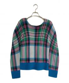 me ISSEY MIYAKE（ミーイッセイ ミヤケ）の古着「タータンチェック プリーツカットソー」｜スカイブルー×グリーン×ピンク