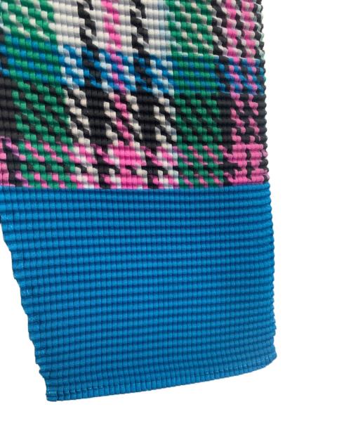 me ISSEY MIYAKE（ミーイッセイ ミヤケ）me ISSEY MIYAKE (ミーイッセイ ミヤケ) タータンチェック プリーツカットソー スカイブルー×グリーン×ピンク サイズ:FREEの古着・服飾アイテム