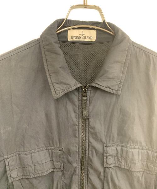 STONE ISLAND（ストーンアイランド）STONE ISLAND (ストーンアイランド) ガーメントダイ ジップオーバーシャツ ブラック サイズ:Lの古着・服飾アイテム