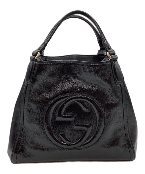GUCCI（グッチ）GUCCI (グッチ) ショルダーバッグ エナメルブラックの古着・服飾アイテム