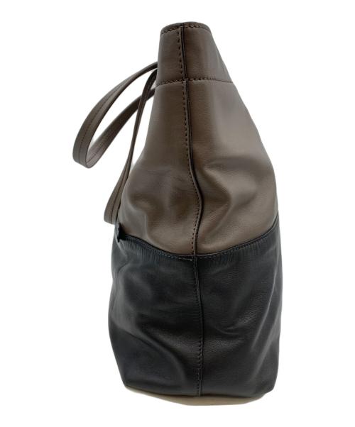 MIU MIU（ミュウミュウ）MIU MIU (ミュウミュウ) レザートートバッグ ブラウン×ブラックの古着・服飾アイテム