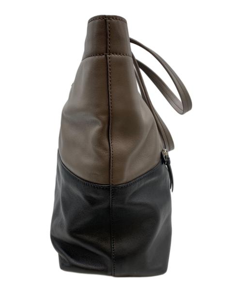 MIU MIU（ミュウミュウ）MIU MIU (ミュウミュウ) レザートートバッグ ブラウン×ブラックの古着・服飾アイテム