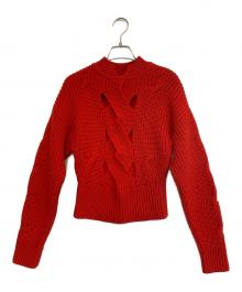 patou（パトゥ）の古着「クロップドケーブルニット」｜レッド