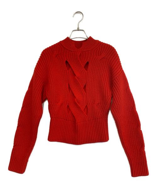 patou（パトゥ）patou (パトゥ) クロップドケーブルニット レッド サイズ:XSの古着・服飾アイテム