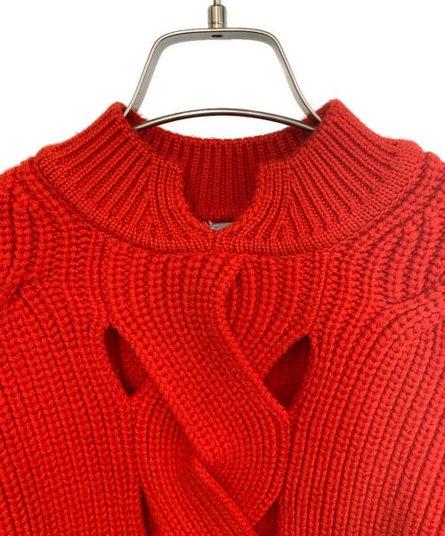 patou（パトゥ）patou (パトゥ) クロップドケーブルニット レッド サイズ:XSの古着・服飾アイテム