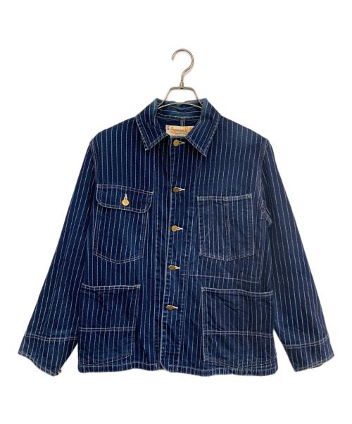 SUGAR CANE（シュガーケーン）SUGAR CANE (シュガーケーン) ウォバッシュストライプカバーオール ブルー サイズ:FREEの古着・服飾アイテム