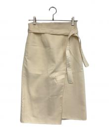 TOMORROW LAND（トゥモローランド）の古着「リサイクルスプリッタブル ベルテッドミディスカート」｜アイボリー