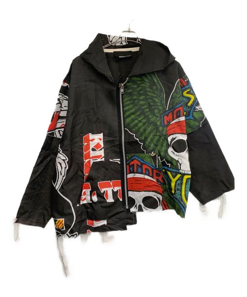 bodysong.（ボディソング）bodysong. (ボディソング) タペストリーアシンメトリパーカー ブラック サイズ:FREEの古着・服飾アイテム