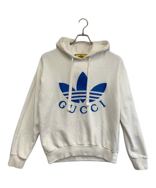 GUCCI（グッチ）GUCCI (グッチ) adidas (アディダス) パーカー ホワイト×ブルー サイズ:XXSの古着・服飾アイテム