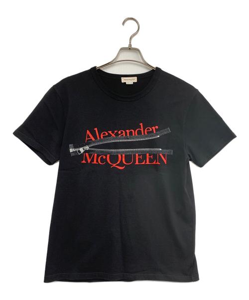 ALEXANDER McQUEEN（アレキサンダーマックイーン）ALEXANDER McQUEEN (アレキサンダーマックイーン) ZIP COTTON JERSEY T-SHIRT ブラック サイズ:Sの古着・服飾アイテム