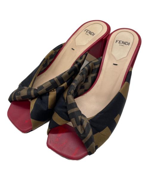FENDI（フェンディ）FENDI (フェンディ) ミュール ブラック×レッド サイズ:35 1/2の古着・服飾アイテム