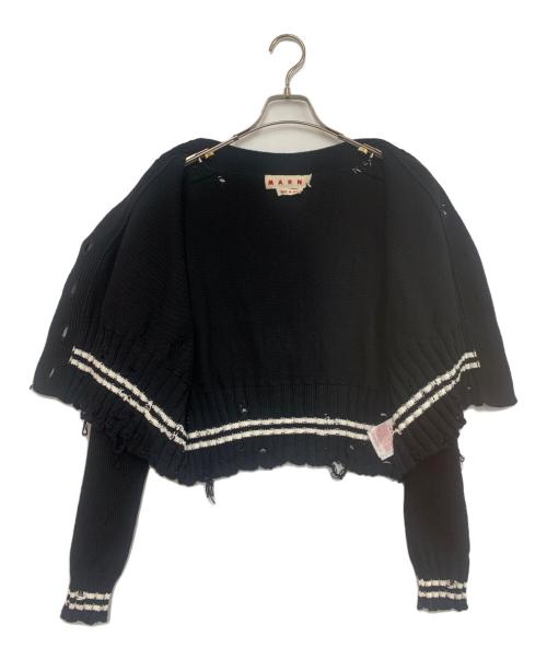 MARNI（マルニ）MARNI (マルニ) ダメージショートカーディガン ブラック サイズ:40の古着・服飾アイテム