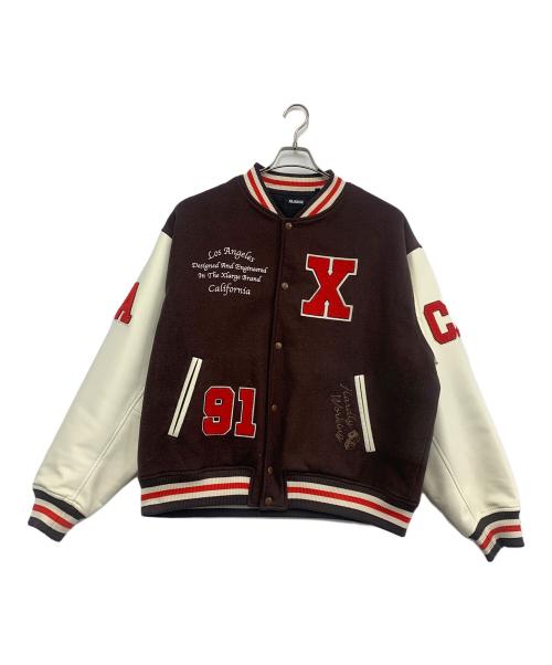X-LARGE（エクストララージ）X-LARGE (エクストララージ) OG ロゴ バーシティ ジャケット ベージュ×ブラウン サイズ:XLの古着・服飾アイテム