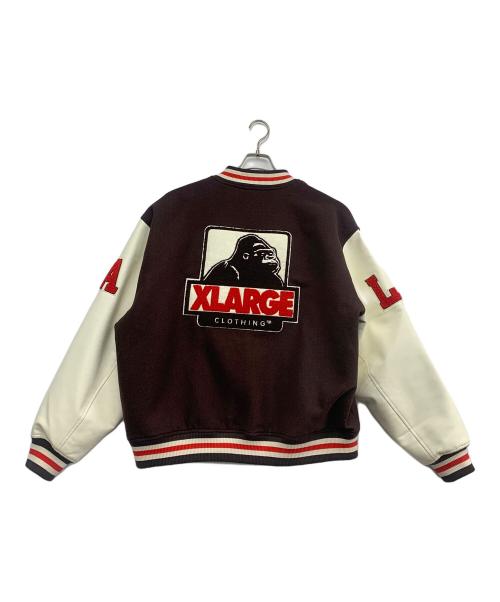 X-LARGE（エクストララージ）X-LARGE (エクストララージ) OG ロゴ バーシティ ジャケット ベージュ×ブラウン サイズ:XLの古着・服飾アイテム