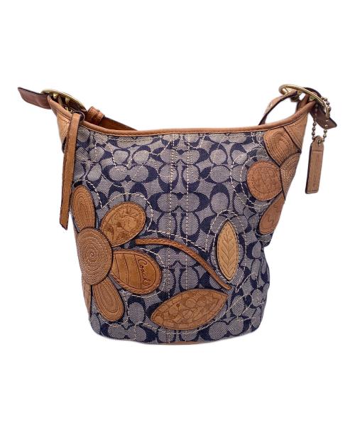 COACH（コーチ）COACH (コーチ) ブリーカー フラワーアップリケ デニムトートバッグ インディゴの古着・服飾アイテム