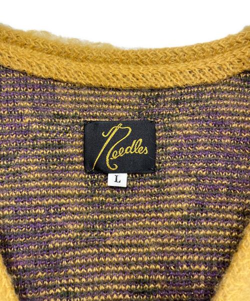 Needles（ニードルズ）Needles (ニードルズ) Mohair Cardigan イエロー×パープル サイズ:Lの古着・服飾アイテム