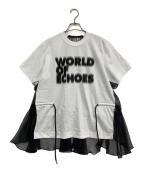 sacaiサカイ）の古着「レースドッキング Tシャツ」｜ホワイト×ブラック