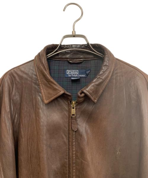 POLO RALPH LAUREN（ポロ・ラルフローレン）POLO RALPH LAUREN (ポロ・ラルフローレン) レザースイングトップ ブラウン サイズ:XXLの古着・服飾アイテム
