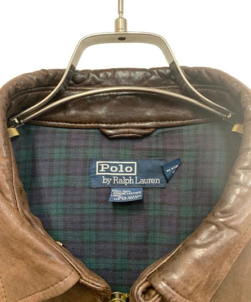 POLO RALPH LAUREN（ポロ・ラルフローレン）POLO RALPH LAUREN (ポロ・ラルフローレン) レザースイングトップ ブラウン サイズ:XXLの古着・服飾アイテム