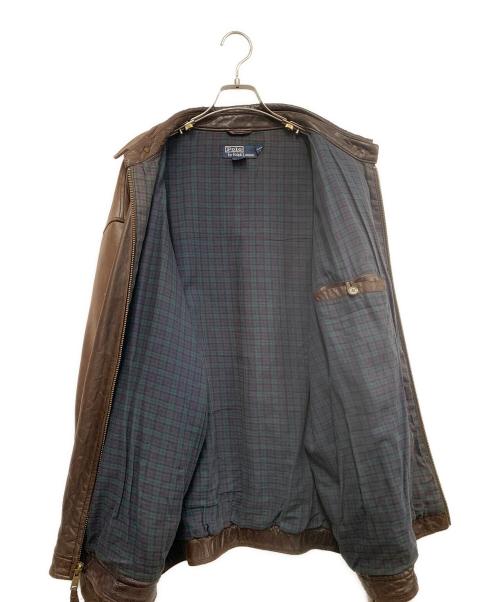 POLO RALPH LAUREN（ポロ・ラルフローレン）POLO RALPH LAUREN (ポロ・ラルフローレン) レザースイングトップ ブラウン サイズ:XXLの古着・服飾アイテム