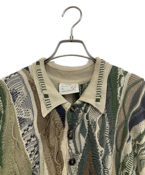Coogi（クージー）Coogi (クージー) プルオーバー3Dニット グリーン×オリーブ サイズ:XLの古着・服飾アイテム