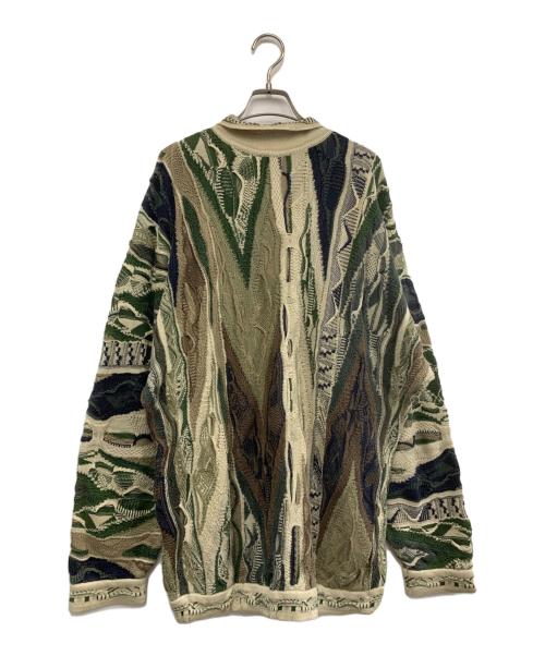 Coogi（クージー）Coogi (クージー) プルオーバー3Dニット グリーン×オリーブ サイズ:XLの古着・服飾アイテム