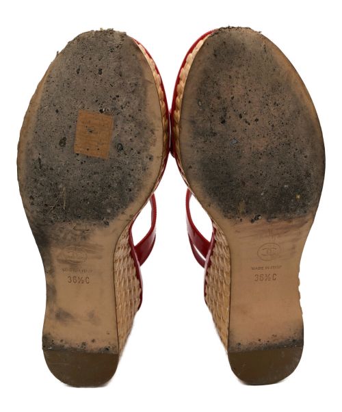 CHANEL（シャネル）CHANEL (シャネル) アンクルストラップサンダル レッド サイズ:23.5の古着・服飾アイテム