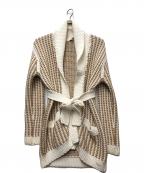 COACHコーチ）の古着「ショールカラーカーディガン」｜ブラウン×ホワイト