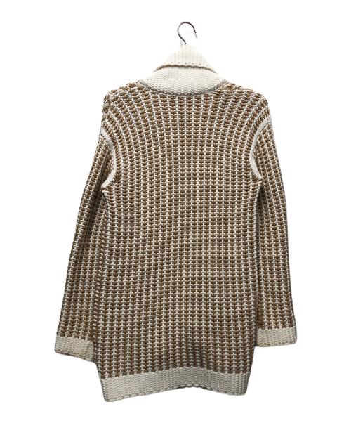 COACH（コーチ）COACH (コーチ) ショールカラーカーディガン ブラウン×ホワイト サイズ:不明の古着・服飾アイテム