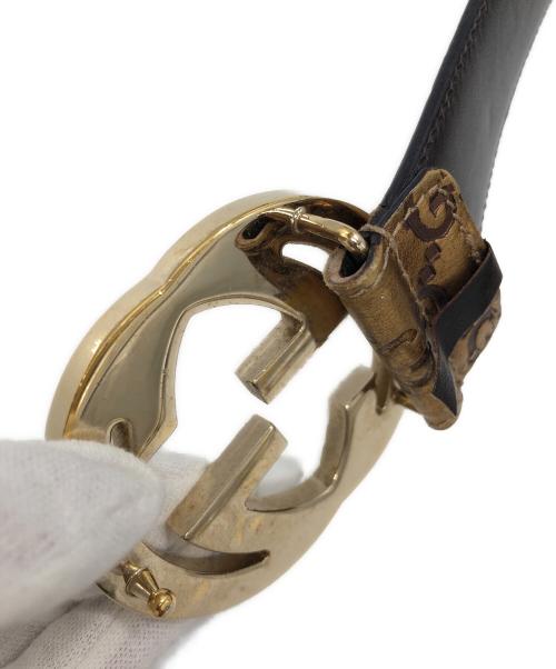 GUCCI（グッチ）GUCCI (グッチ) GGロゴバックルベルト ゴールド×ブラウンの古着・服飾アイテム