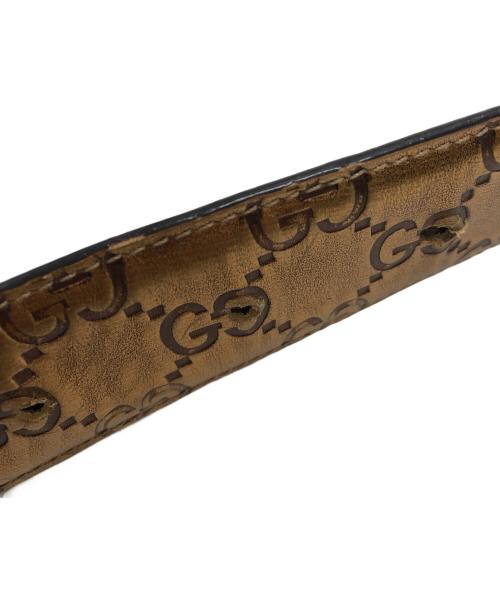 GUCCI（グッチ）GUCCI (グッチ) GGロゴバックルベルト ゴールド×ブラウンの古着・服飾アイテム