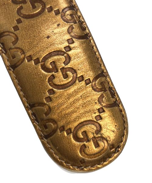 GUCCI（グッチ）GUCCI (グッチ) GGロゴバックルベルト ゴールド×ブラウンの古着・服飾アイテム