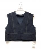 Nobleノーブル）の古着「ツイードＶネックブラウス」｜ネイビー