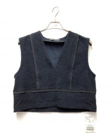 Noble（ノーブル）の古着「ツイードＶネックブラウス」｜ネイビー