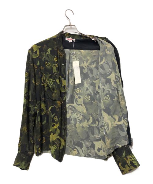 masu（エムエーエスユー）masu (エムエーエスユー) ジップアップシャツ グリーン×ブラック サイズ:46の古着・服飾アイテム