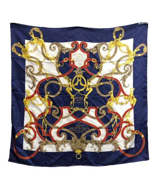 HERMES（エルメス）HERMES (エルメス) カレ90 スカーフ ネイビー×ホワイトの古着・服飾アイテム