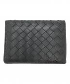 BOTTEGA VENETAボッテガベネタ）の古着「イントレチャート　レザーパスケース」｜ブラック